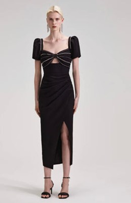 Self-Portrait セルフすがた絵 BLACK DIAMANTE BUST midi DRESS 衣装
