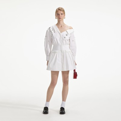 Self-Portrait セルフすがた絵 WHITE COTTON EMBELLISHED MINI DRESS 衣装