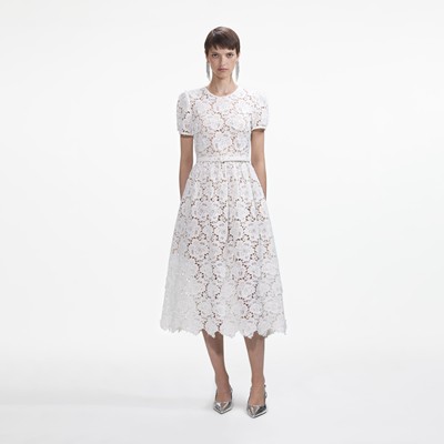 Self-Portrait セルフすがた絵 WHITE FLORAL LACE midi DRESS 衣裳