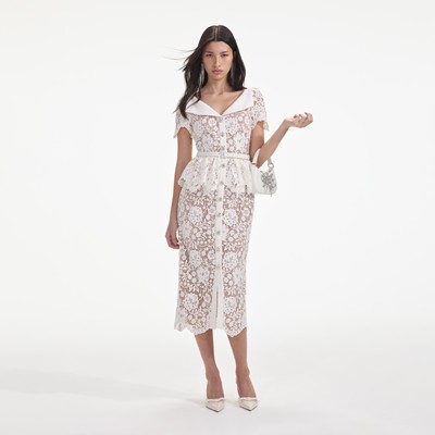 Self-Portrait セルフすがた絵 CREAM LACE PEPLUM midi DRESS 衣装