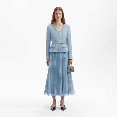 Self-Portrait セルフすがた絵 BLUE BOUCLE TAILORED midi DRESS 衣装 お召しもの