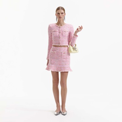 Self-Portrait セルフすがた絵 PINK CHECK KNIT SKIRT スコート