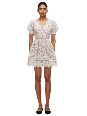 Self-Portrait White Fine Cord Lace Mini Dress 衣装