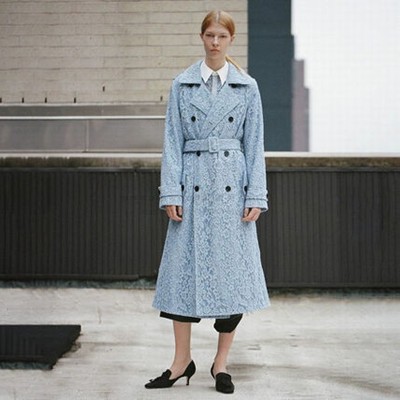 Self-Portrait Blue Fine Corded Lace Trench 厚地の外套