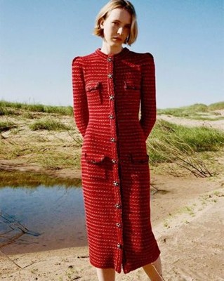 Self-Portrait Red Melange Longline Knit Cardiga 衣装