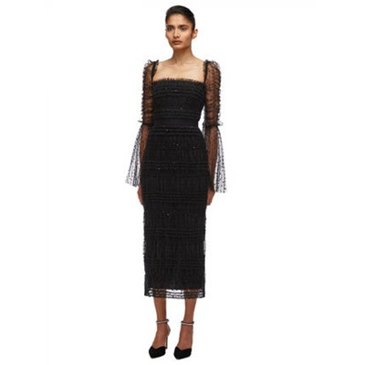 Self-Portrait Black Dot Mesh Midi Dress 衣装