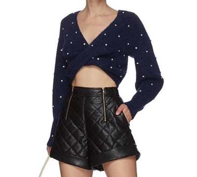 Self-Portrait Faux Leather Quilted Shorts パンツ セルフポートレイト｜AYA-FARM店