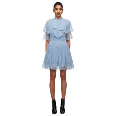 Self-Portrait Blue Chiffon Tiered Mini Dress 衣装