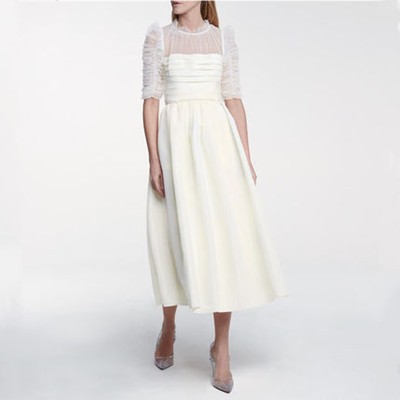 Self-Portrait セルフすがた絵 Dot Mesh Trim Midi Dress衣装