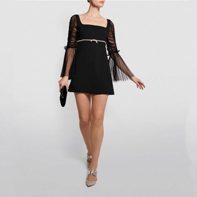 Self-Portrait セルフすがた絵 Dot Mesh Diamante Bow Mini Dress 衣装