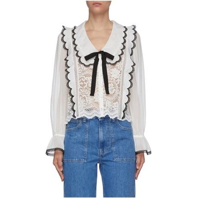 Self-Portrait セルフすがた絵 Cord Lace Bow Collar Shirt トップス