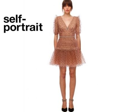 Self-Portrait セルフすがた絵 Dot Mesh Mini Dress 衣裳
