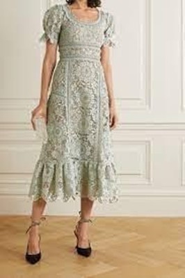 Self-Portrait セルフすがた絵 Pistachio Guipure Lace Midi Dress 衣装