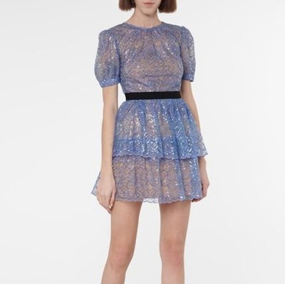 Self-Portrait セルフすがた絵 Blue Flower Sequin Mini Dress 衣装