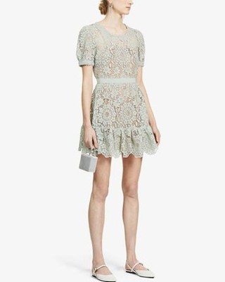 Self-Portrait セルフすがた絵 Pistachio Guipure Lace Mini Dress 衣裳