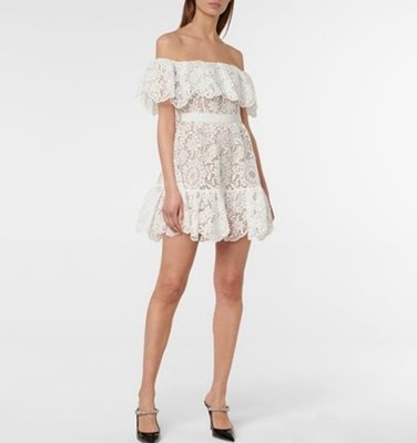 Self-Portrait セルフすがた絵 Guipure Lace Off Shoulder Mini Dress衣裳