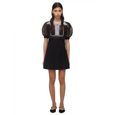 Self-Portrait セルフすがた絵 Black Crepe Fine Lace Mini Dress 衣裳