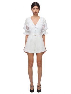 Self-Portrait セルフすがた絵 White Broderie Anglaise VNecklin 押しかぶせる櫂