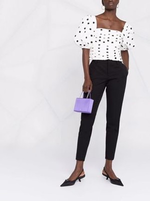Self-Portrait セルフすがた絵 White Polka Dot Taffeta Top トップス