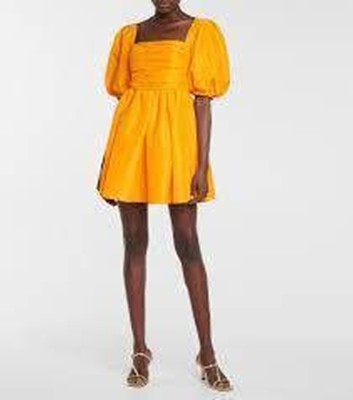 Self-Portrait セルフすがた絵 Canary Yellow Taffeta Mini Dress 衣裳