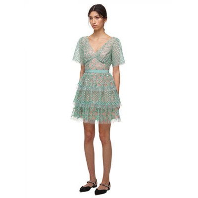 Self-Portrait セルフすがた絵 Grid Sequin Tiered Mini Dress衣装