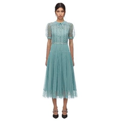 Self-Portrait セルフすがた絵 Sage Lace Trim Midi Dress 衣装
