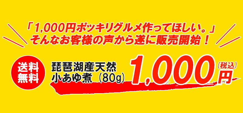 市場 1000円ポッキリ 買い回り 琵琶湖産天然 ぽっきり 80g あゆの店きむら 小あゆ煮 ポイント消化 送料無料