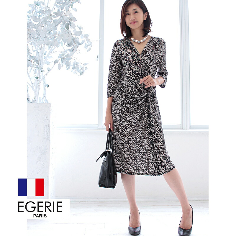 激安ブランド 楽天市場 Egerie エジェリ カシュクールワンピース Mendy T1t2t3 半袖 ひざ丈 花柄ボタニカル オフィス通勤パーティお食事会 ママ 大人レディース上品きれいめジャージー青ブルーネイビー 春夏秋冬コーデ Mendy おまかせ送料無料 ｂ