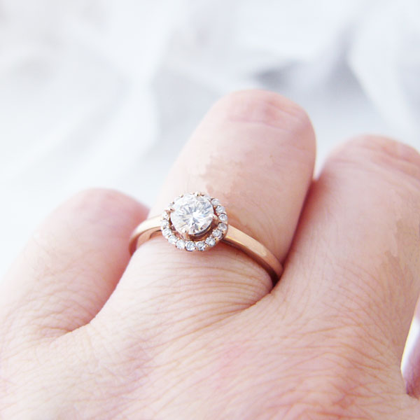 0.398ct K18PG リング 指輪 ピンクゴールド ダイヤモンド 婚約指輪 エンゲージリング トータル0.488ct ソーティング付き ジュエリー