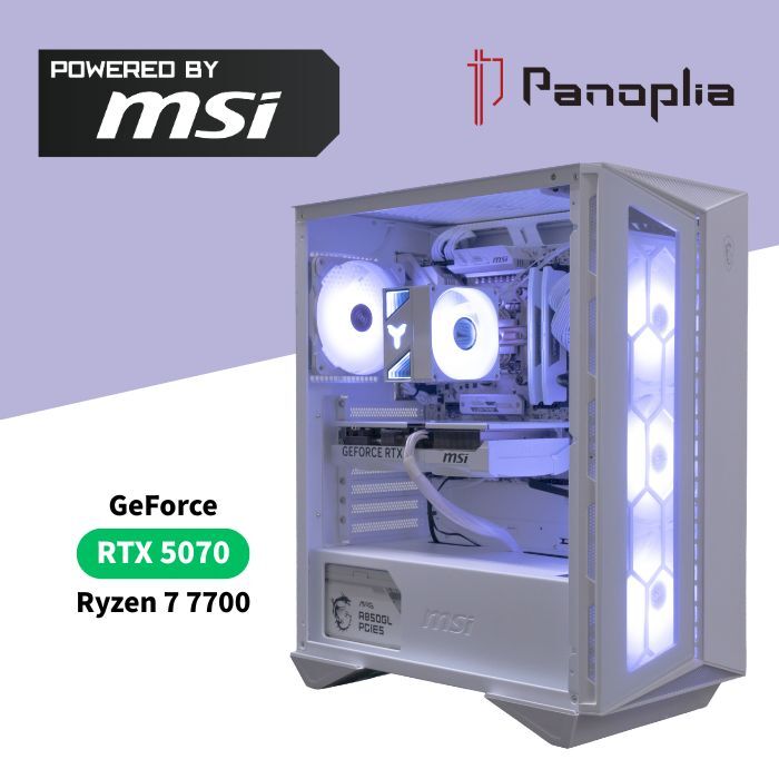 【P5倍！14日20:00～17日09:59まで】【新品/在庫限り】 RTX 5070 Ryzen 7 7700 8コア16スレッド 3.8GHz 最大 5.3GHz Win11 SSD1TB メモリ32GB Panoplia powered by msi R7B855070PMWH ゲーミングデスクトップPC パノプリア ゲーミングPC デスクトップパソコン【一年保証】 194,900円