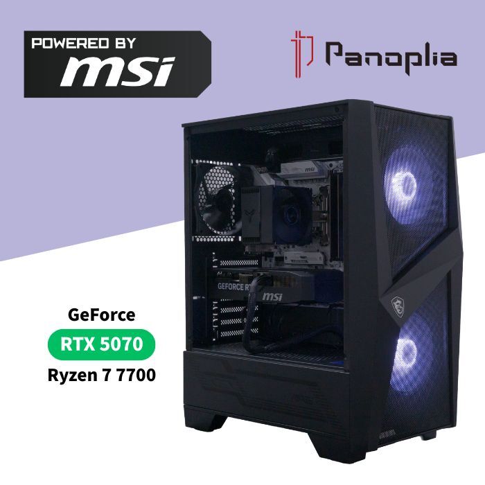 【P10倍！14日20:00～17日09:59まで】【新品/在庫限り】 RTX 5070 Ryzen 7 7700 8コア16スレッド 3.8GHz 最大 5.3GHz Win11 SSD1TB メモリ32GB Panoplia powered by msi R7B855070PM ゲーミング デスクトップPC パノプリア ゲーミングPC デスクトップパソコン【一年保証】