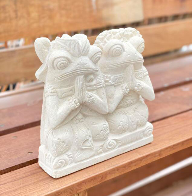 石像 お祈りカエル カップル オブジェ パラス石 Hcm 石 飾り 石の彫刻 パラスストーン ガーデン 庭 バリ アジアン雑貨 インテリア 置物 Marcsdesign Com