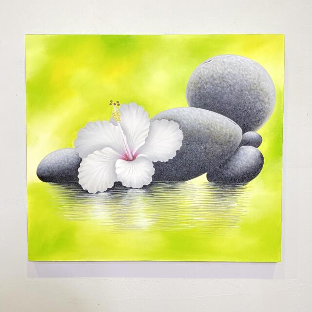 【インテリア雑貨 おしゃれ バリ風】 人気 絵画 花の絵 ハイビスカス ストーン W90&times;H80cm フレーム無し 壁掛け インテリア アートパネル 黄色 アジアン バリ ハワイアン 開運 風水 グッズ 店舗 壁飾り カフェ エステ ギフト プレゼント 人気 無料 ラッピング [ss2409]｜アジアン バリ雑貨 石材のクプクプ
