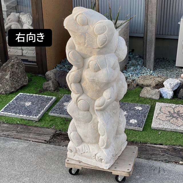 バリ島 石像 重なりカエル インテリア 庭 玄関 ガーデニング 置物 雑貨