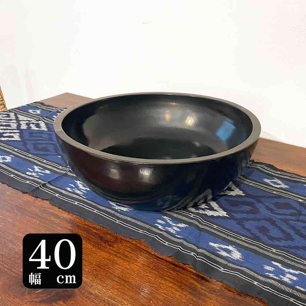 木製 アジアン スパボウル フットバス W40cm 黒 大 ブラック 木彫りボウル エステ SPA 足マッサージ 足湯 バケツ 木桶 おけ リゾート アジアン雑貨 インテリア スパ スパボール バリ　美容 癒し デトックス リラックス 美肌 巡り 冷え対策 温浴 妊活 血行 アイテム グッズ