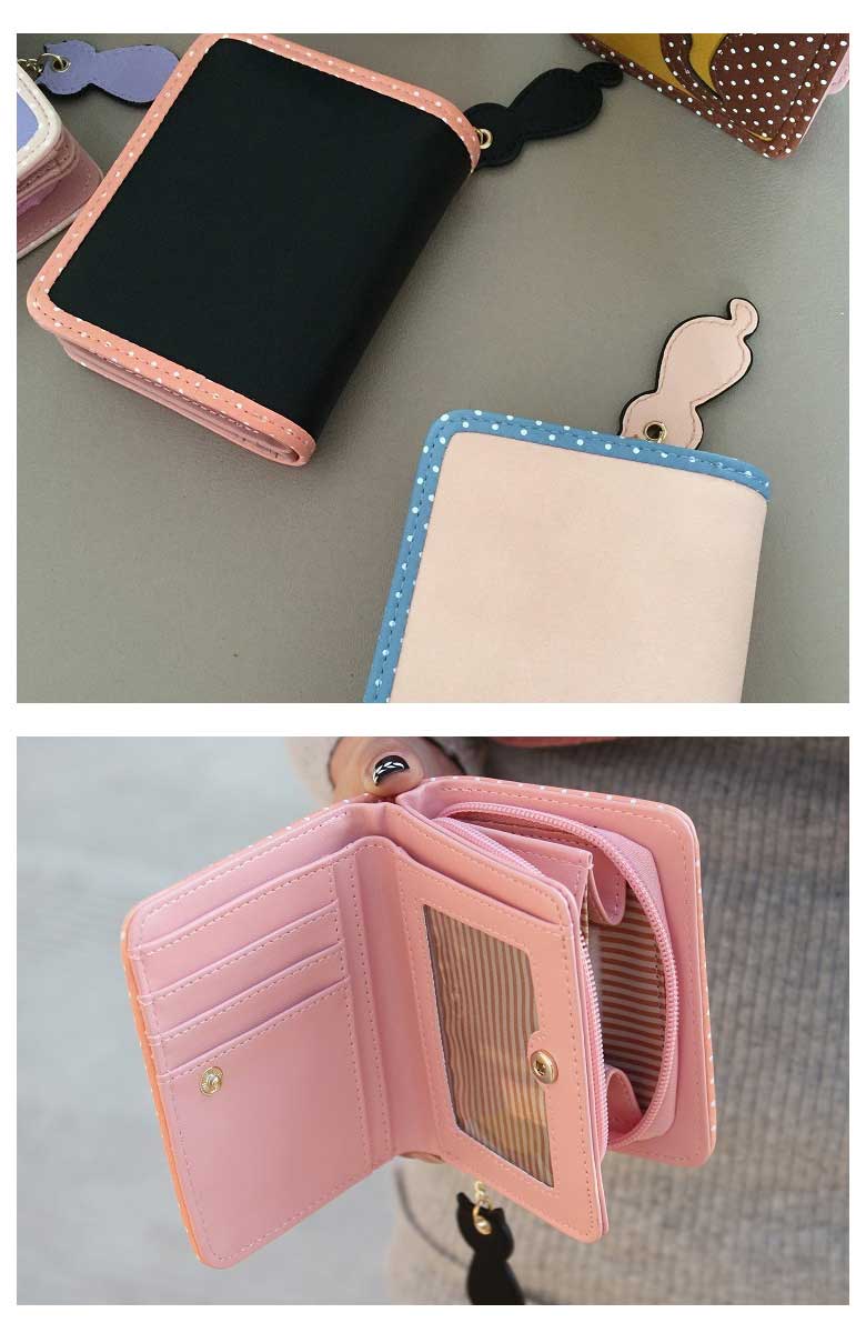 【楽天市場】レディース財布 二つ折り財布 素敵なドット模様の猫のミニ財布 全6色 財布 女性用 さいふ サイフ