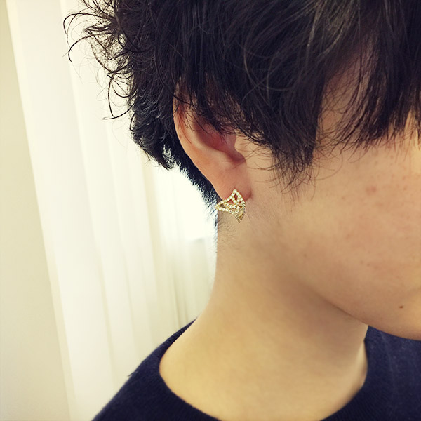 Shaesby スタッドピアス K14 スライスダイヤモンド Shaesby スタッドピアス K14 スライスダイヤモンド
