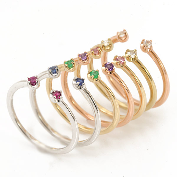 【ポイント10倍】 誕生石リング「twinkle ☆ twinkle」PT900 K18 K10対応　PT,K18はご注文後弊社で金種選択に記載のある金額を加算しご連絡します 7pev｜ベーネ・ベーネ