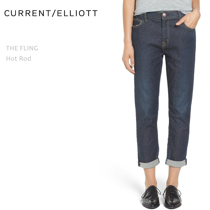 ストレート/ (カレントエリオット) THE FLING Hot ロールアップ 【SALE】 ルーズフィット/ デニム/ CURRENT ELLIOTT Rodボーイフレンド/