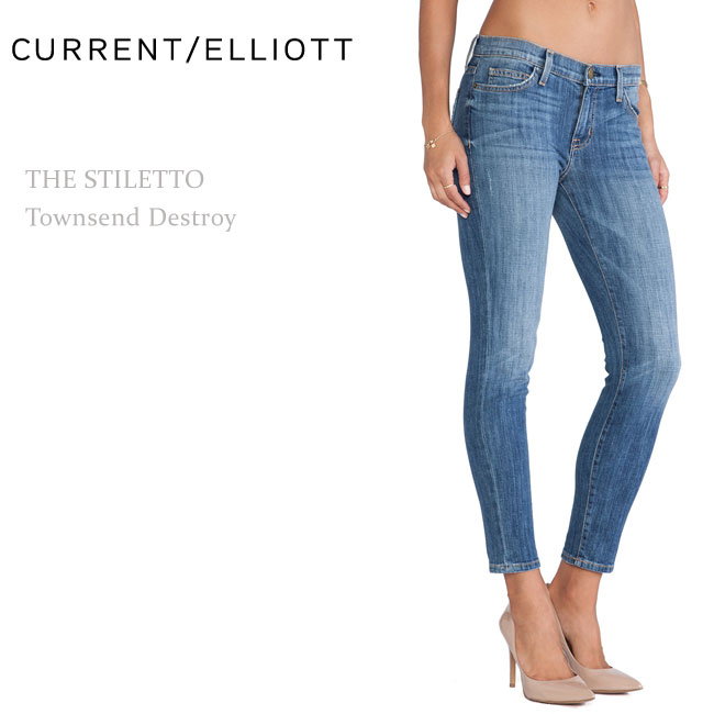 【SALE】Current Elliott（カレントエリオット）THE STILETTO Townsend Destroyクロップド/スキニー/ジーンズ