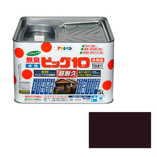【対応・送料無料】 アサヒペン 水性ビッグ１０多用途 ５Ｌ ２４３こげ茶