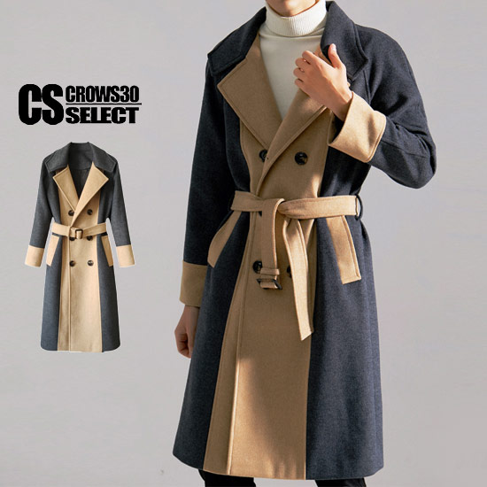 Noble　ブルーグレーコート　38 新品 バイカラーダブルフェイス ロングコート