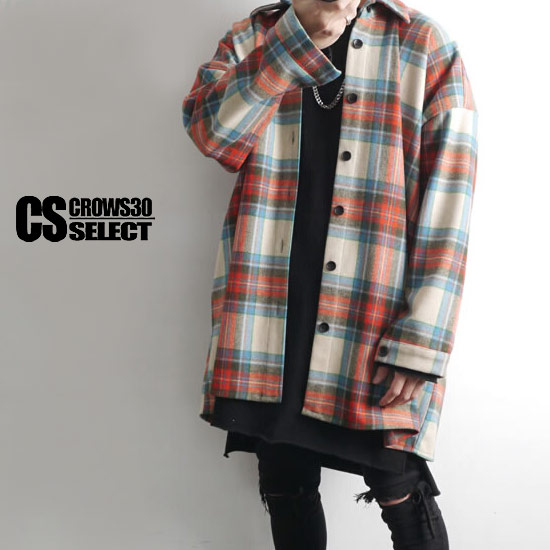 モード コート 長袖 チェック ロングジャケット a-2-orachk-shcoat_1.jpg