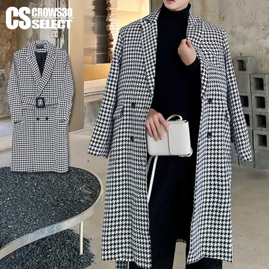楽天市場】千鳥格子 チェックコート メンズ モード系 コート メンズ