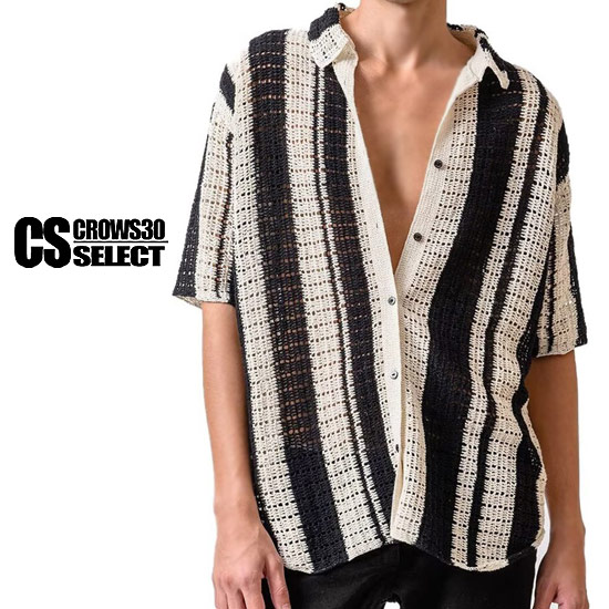 ストライプシャツ メンズ オラオラ系 シャツ メンズ 半袖 サマーニット シャツ シースルー シャツ メンズ 大人 シャツ ヤンキー チンピラ オシャレ 20代 30代 40代 50代 60代 個性的 悪羅悪羅系 BTS系 三代目系 LDH系 B系 ヒップホップ ダンサー 6,691円