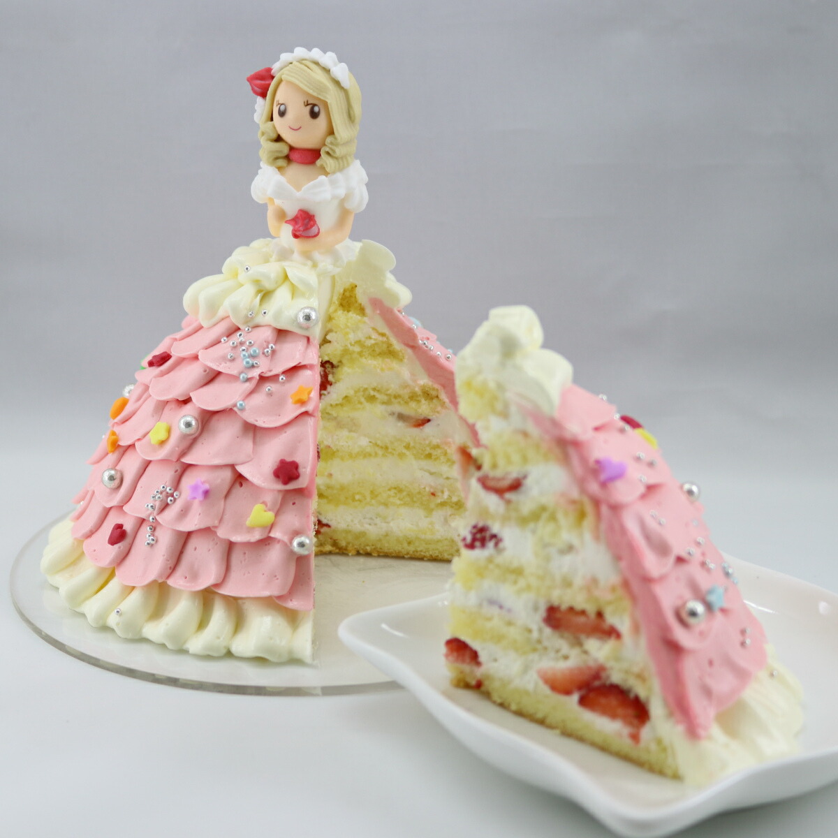 とってもかわいいプリンセスケーキバースデーケーキ(ピンク)4号直径12.0cm約4