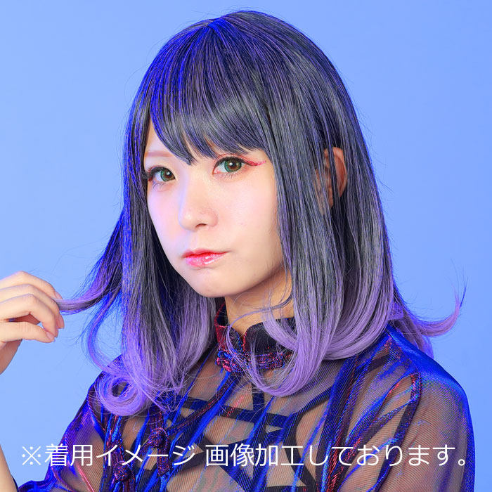 Calinou Wig Bob Gradation Black Purple Raven Black Hair Purple