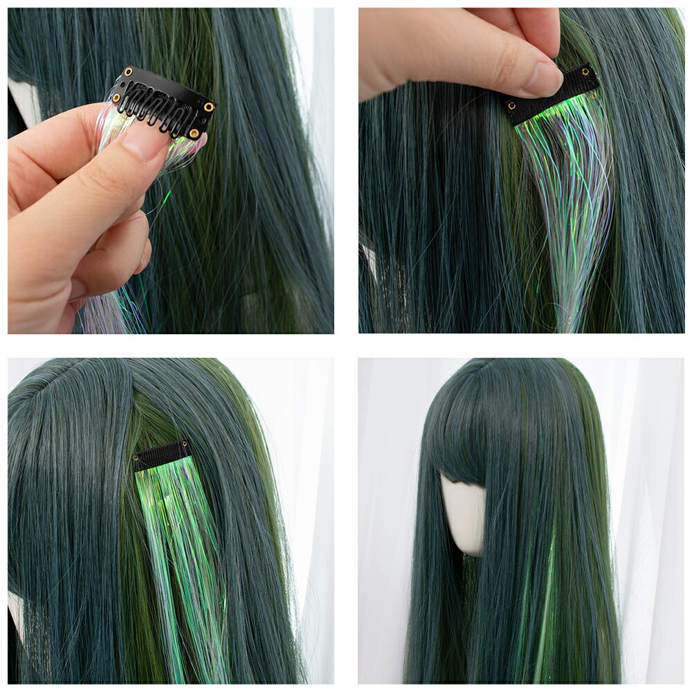 楽天市場 即納 エクステ ワンタッチ ティンセル ポイントウィッグ ワンポイント エクステンション 部分ウィッグ 9色 韓国系 ピープス 原宿locoloco ロコロコ Calinou カリヌ