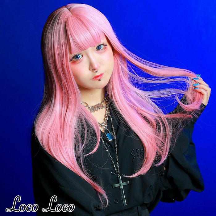 楽天市場 即納 ウィッグ ロング オレンジ ピンク ホワイト ミックスカラー ストレートヘア 派手髪 原宿系 個性派 オシャレ ファッション コスプレ 耐熱 Locoloco ロコロコ Calinou カリヌ