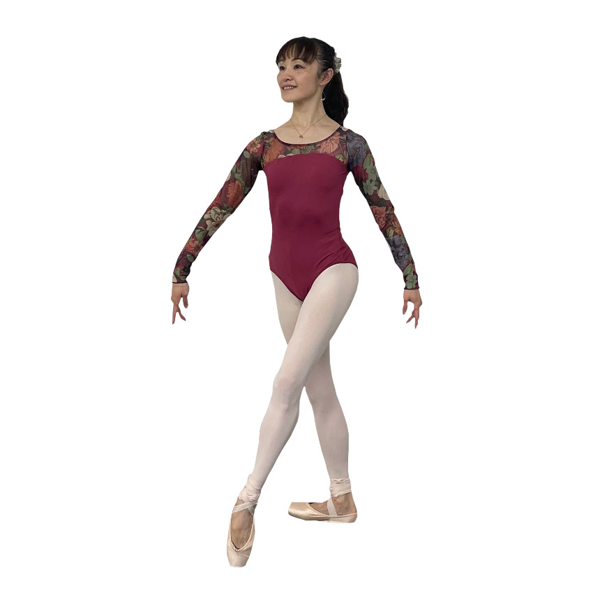 最大52 Offクーポン バレエローザ Balletrosa 長袖レオタード 大人 Valentina ヴァレンティナ 花柄メッシュ おしゃれ きれい ロングスリーブ S M L ブラック ルビー Qdtek Vn